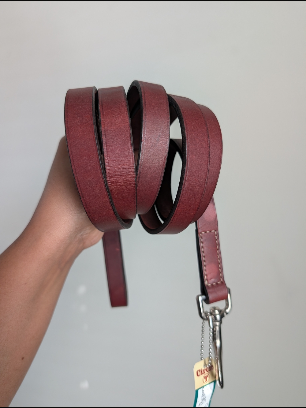 CircleT 01066 Mahagony Dog Leash, 6 ft L, 3/4 in W, Leather, Tan, M, Made In USA